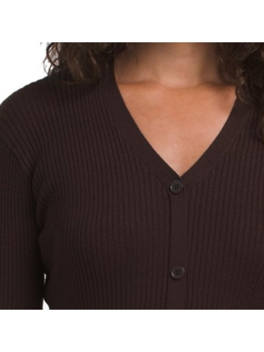 MAX STUDIO LONDON Ribbed Faux Button Front Midi Sweater Dress - Picture 3 of 3